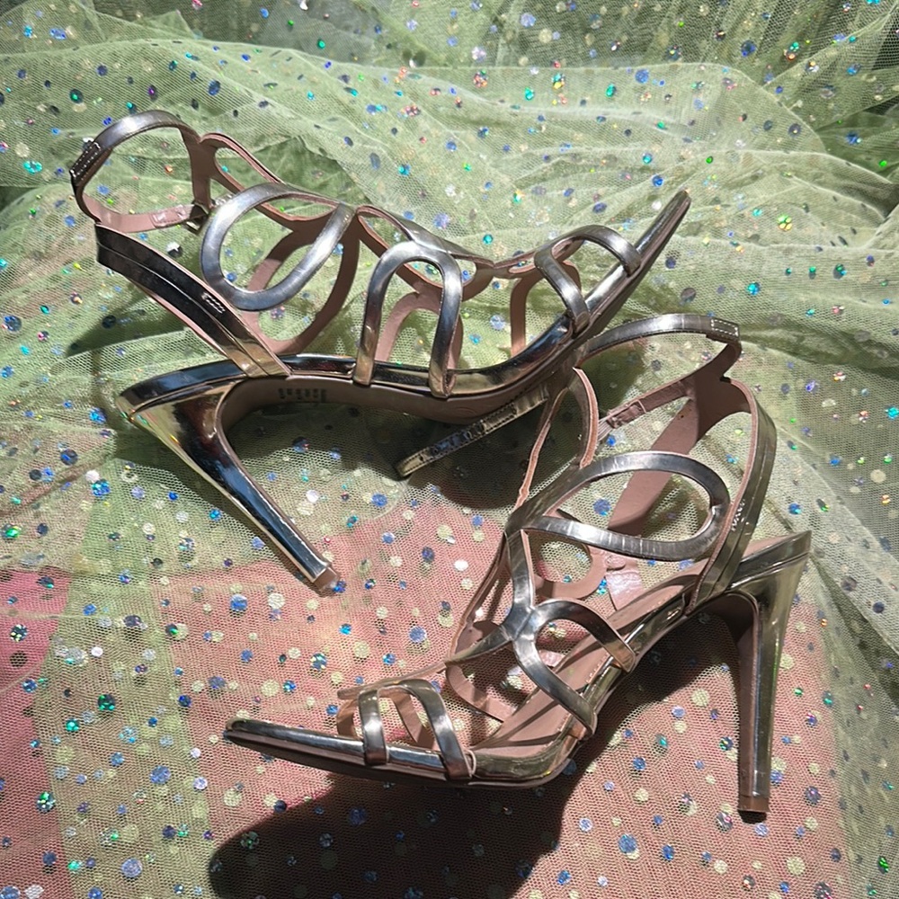 Christian Siriano Silver and Gold High Heeled Sandals